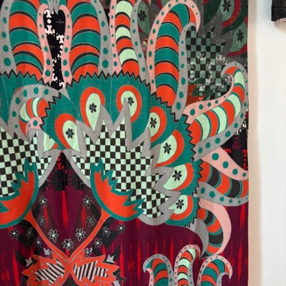 Custo Barcelona Dress Size Medium Abstract Boho 90s Y2K Knee Length Artsy V-Neck - Picture 14 of 16